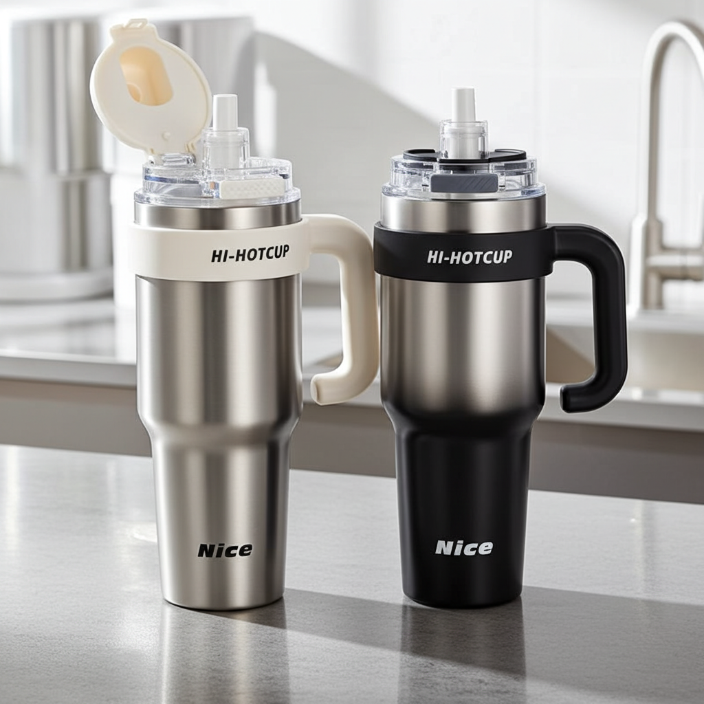 FreshFlow Large-Capacity Insulated Straw Water Bottle