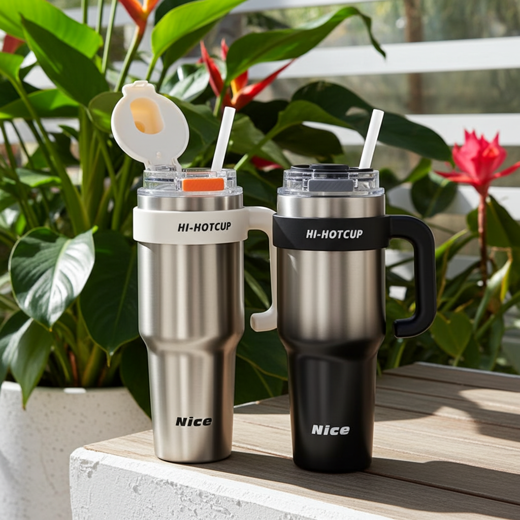 FreshFlow Large-Capacity Insulated Straw Water Bottle